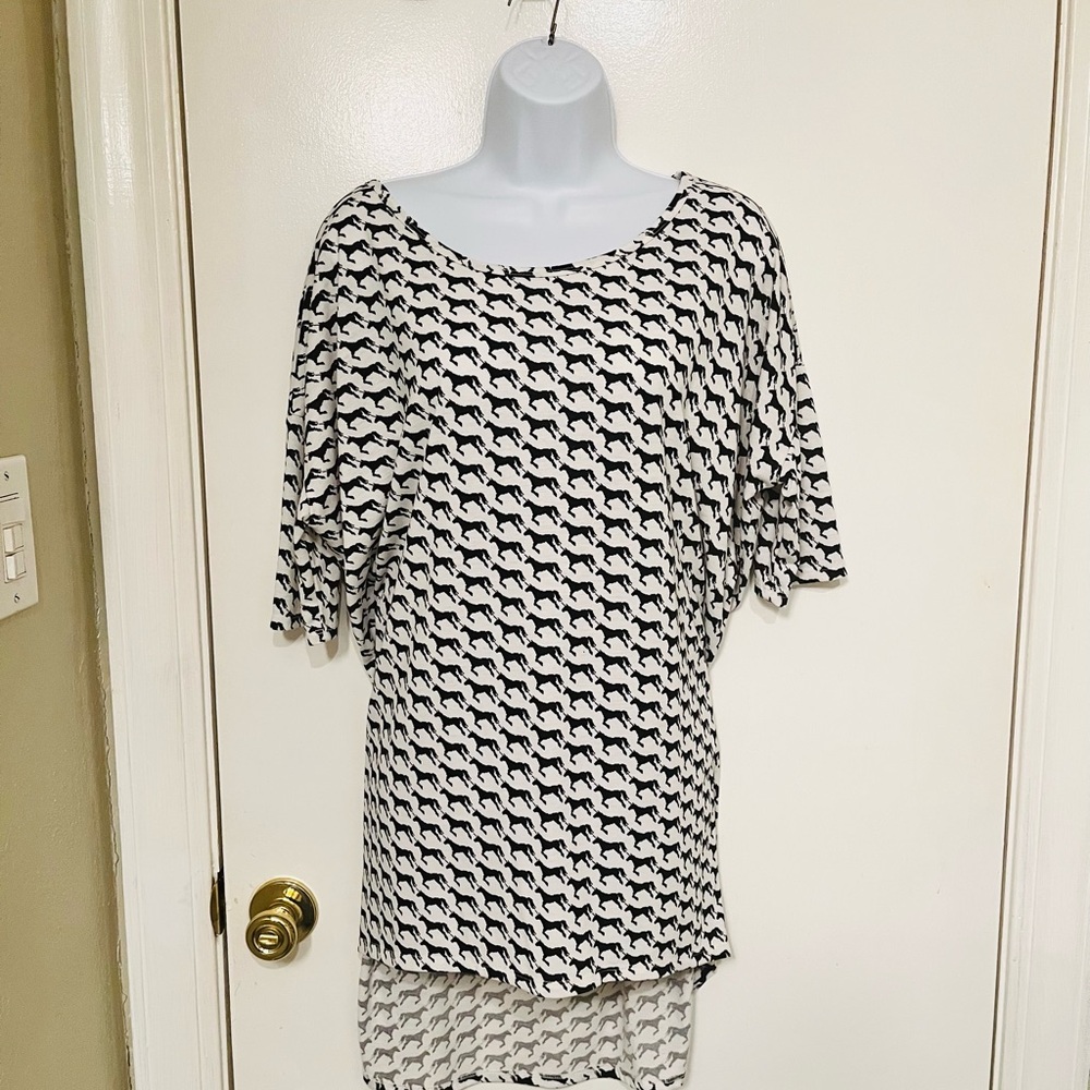 LuLaRoe Black and White Graphic Blouse